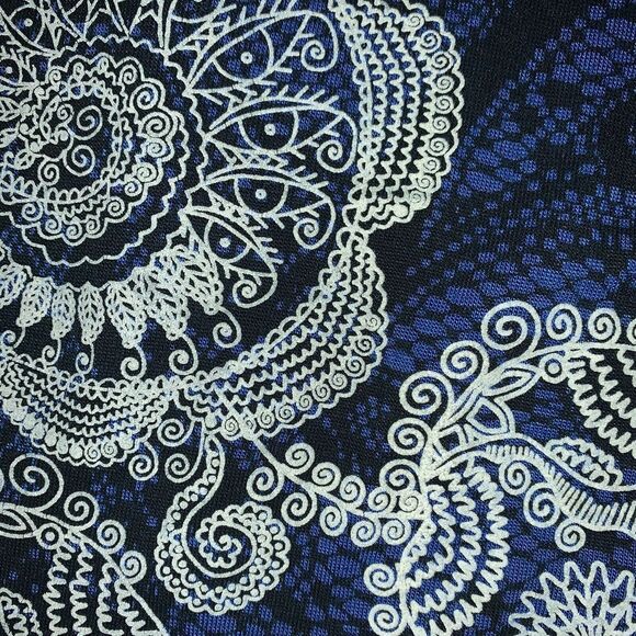 PRE-OWNED DESIGUAL DRESS blue black navy white paisley print SUPER CUTE! - Picture 5 of 6